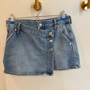 Free People Wynne Wrap Mini Skirt In Light Indigo blue